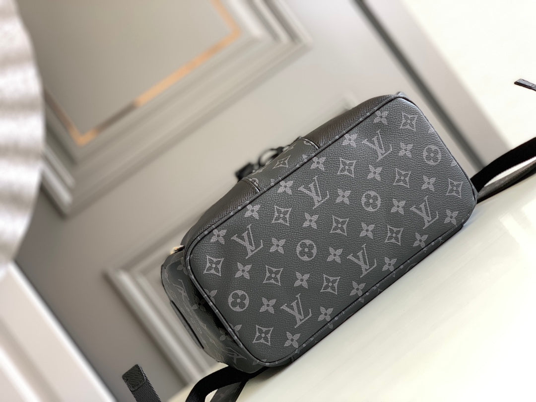 BACKPACK 45 IN BLACK CALFSKIN AND GUN METAL MONOGRAM ECLIPSE CANVAS