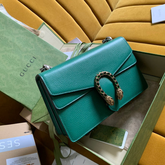 DYONYSUS SHOULDER BAG 28 IN TURQUOISE CALFSKIN