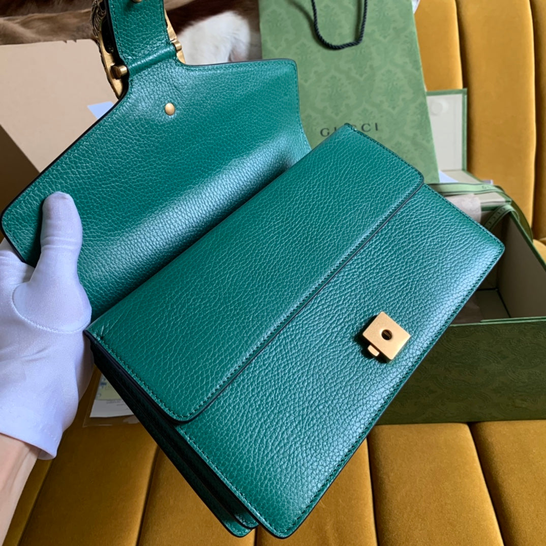 DYONYSUS SHOULDER BAG 28 IN TURQUOISE CALFSKIN