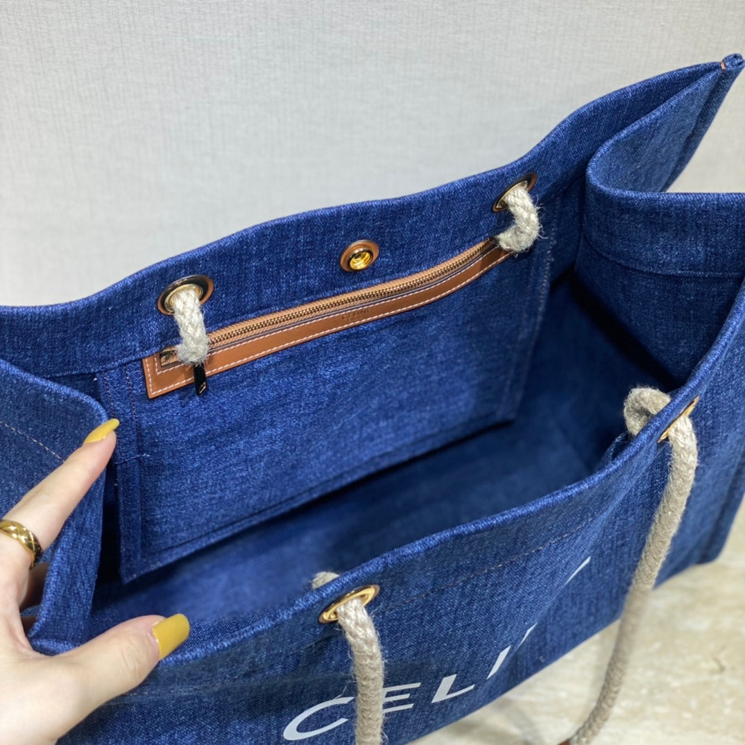 CANVAS TOTE 43 NAVY BLUE DENIM