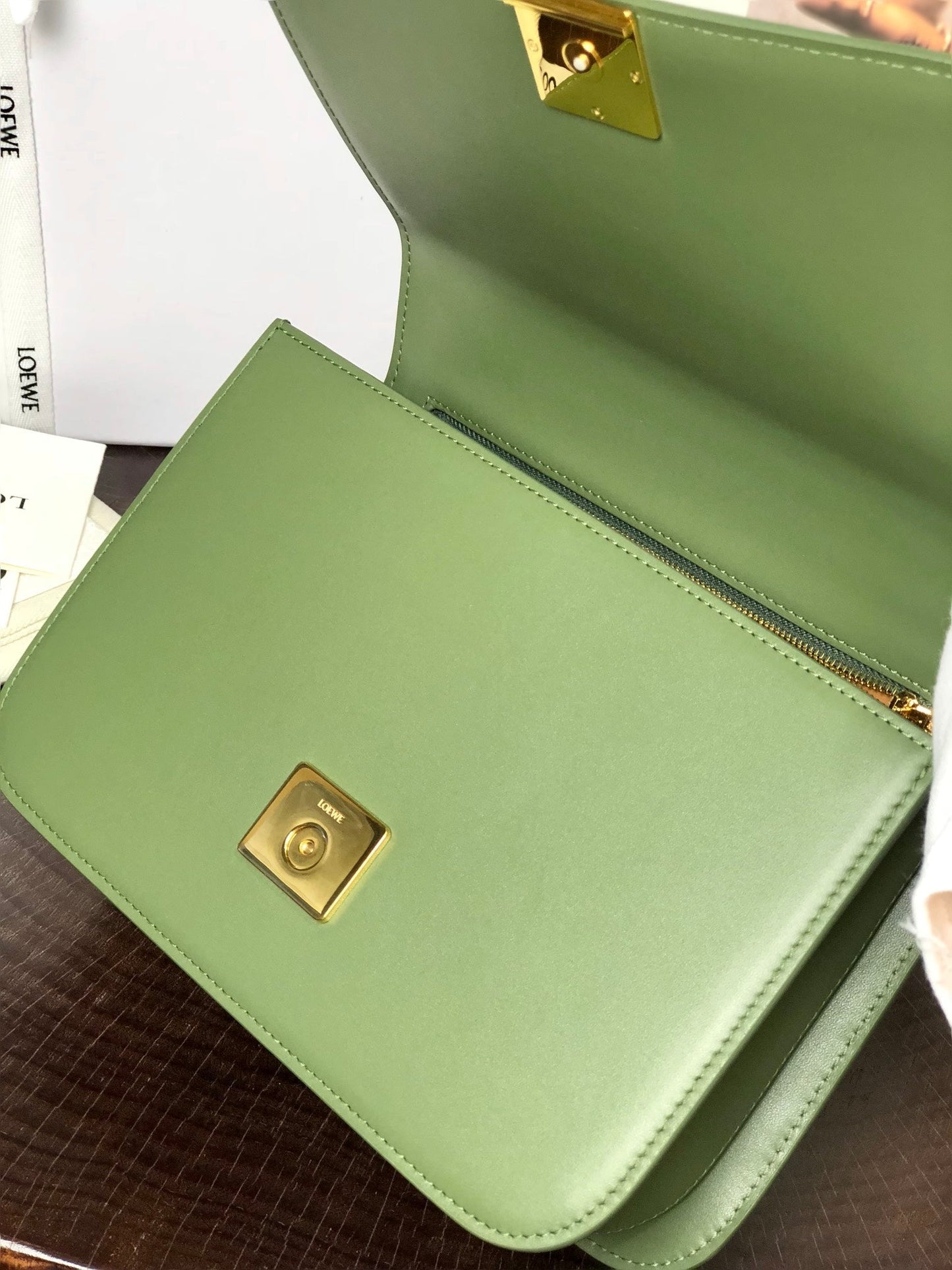 GOYA 18 BAG IN AVOCADO GREEN SILK CALFSKIN