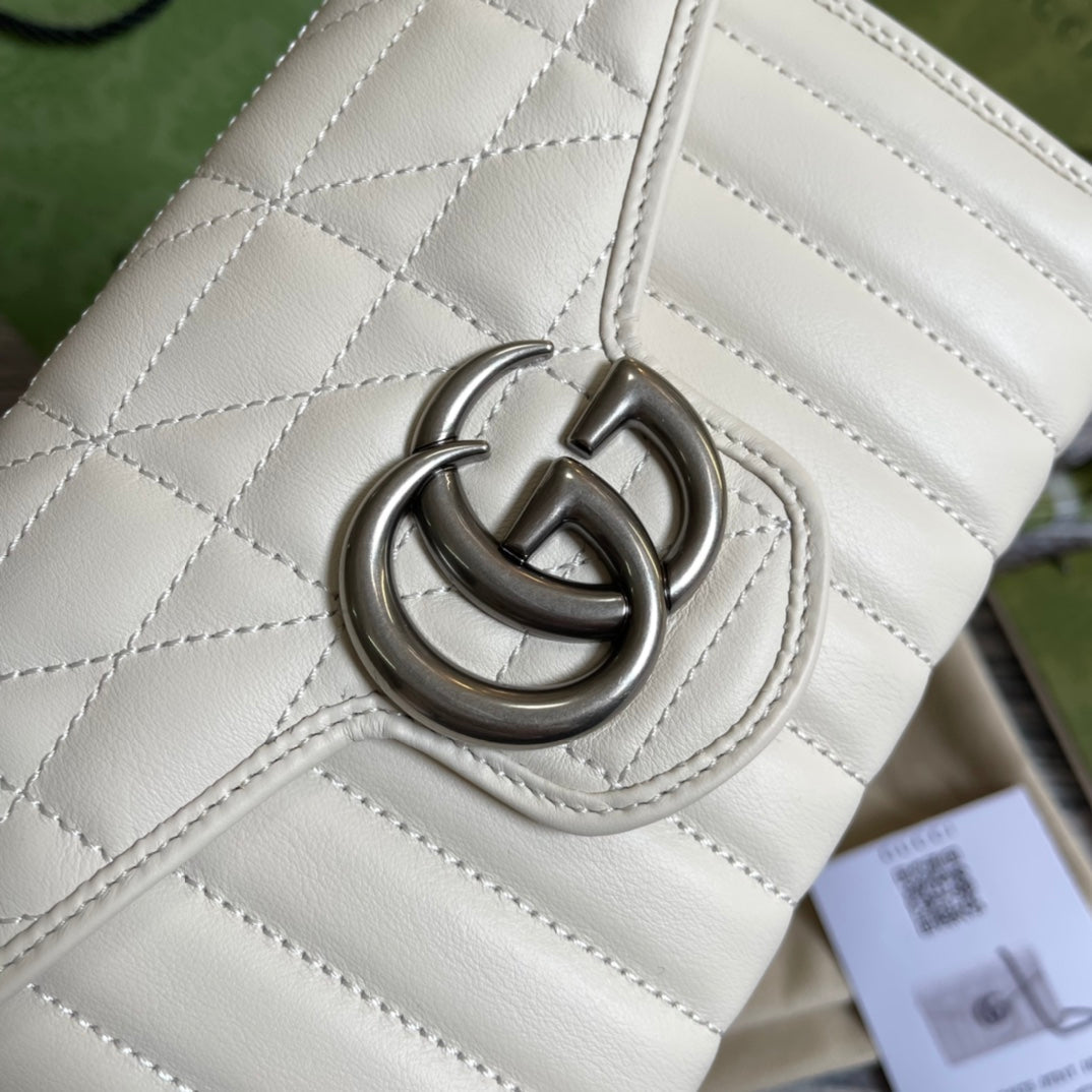 GG MARMONT MINI 20 SHOULDER BAG IN WHITE CALFSKIN