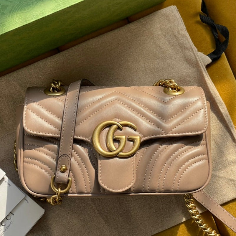 GG MARMONT MATELASSÉ SMALL 22 BAG BEIGE CALFSKIN