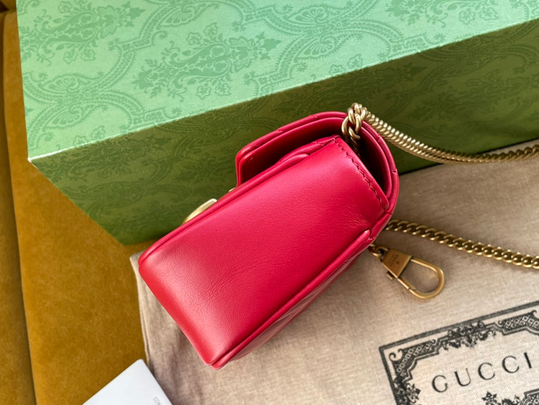 GG MARMONT MINI 16 BAG IN RED PINK CALFSKIN