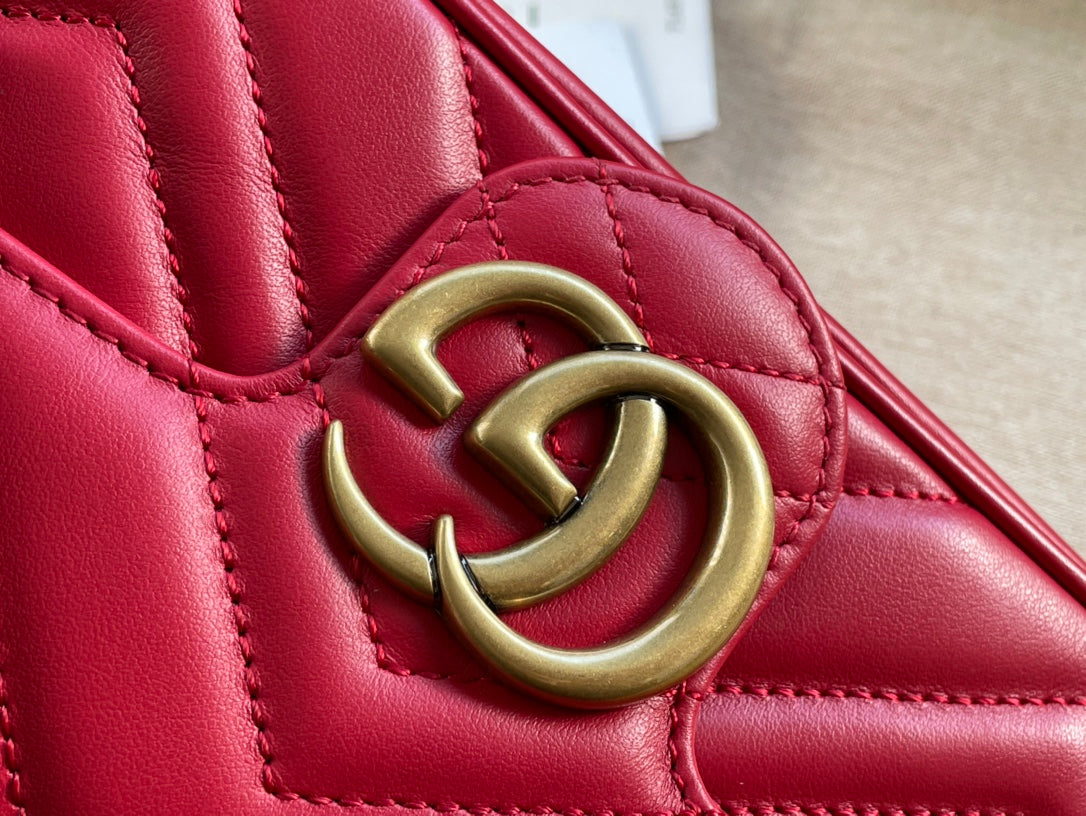 GG MARMONT MINI 16 BAG IN RED PINK CALFSKIN