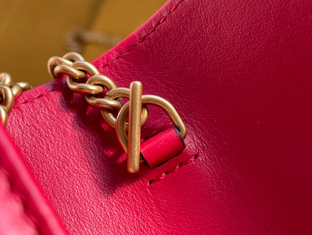 GG MARMONT MINI 16 BAG IN RED PINK CALFSKIN