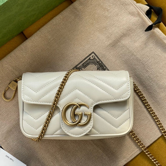 GG MARMONT MINI 16 BAG IN WHITE CALFSKIN