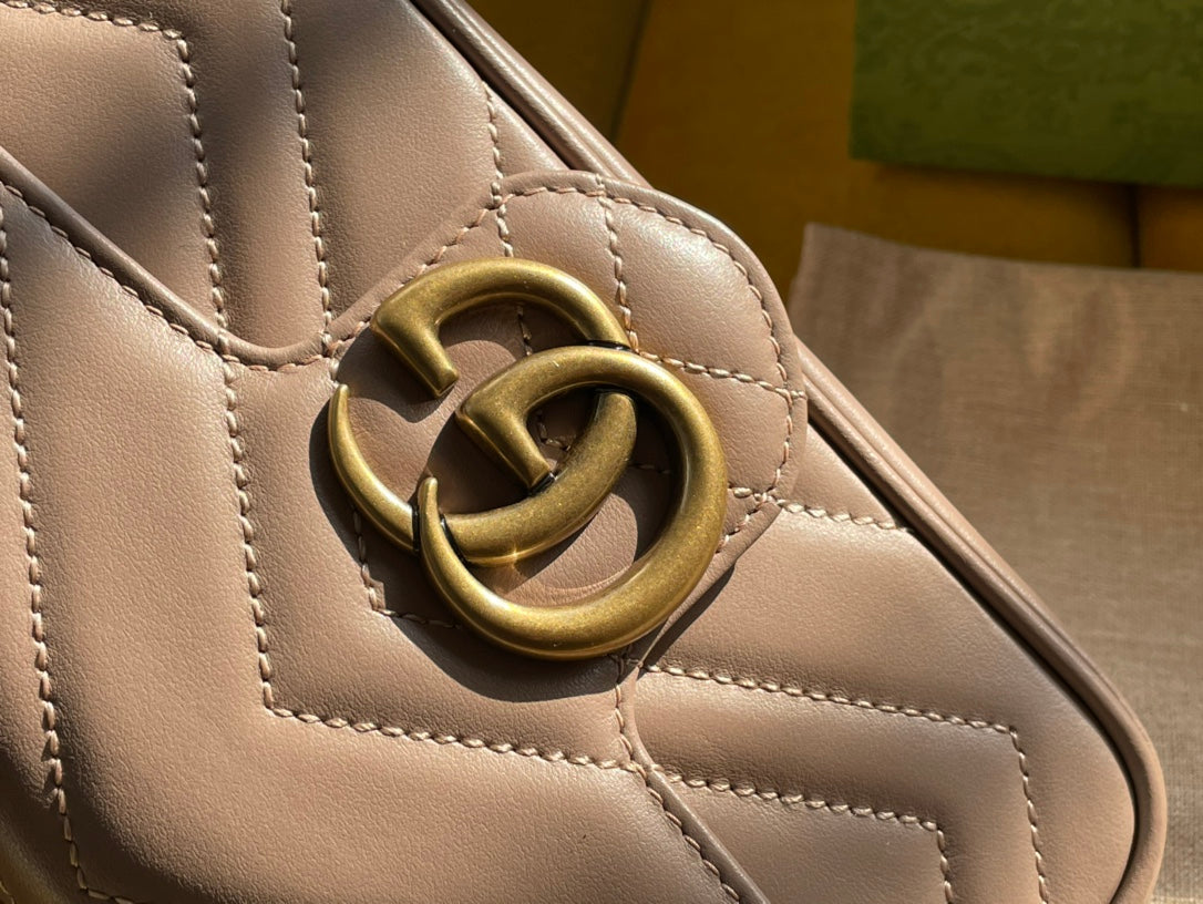 GG MARMONT MINI 16 BAG IN BEIGE CALFSKIN