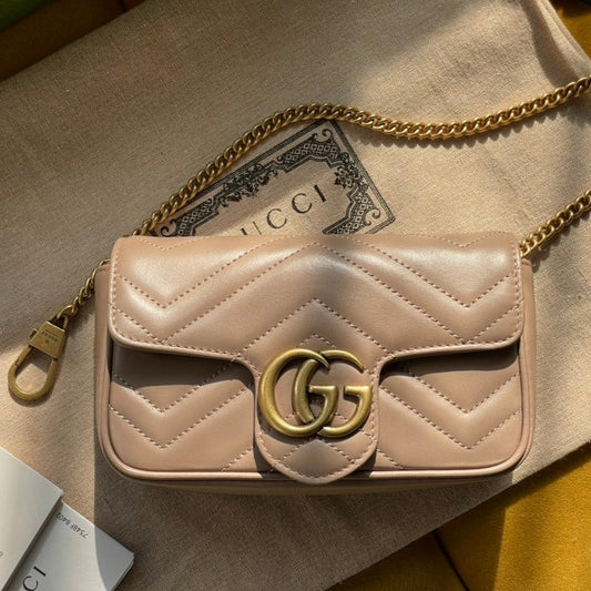 GG MARMONT MINI 16 BAG IN BEIGE CALFSKIN