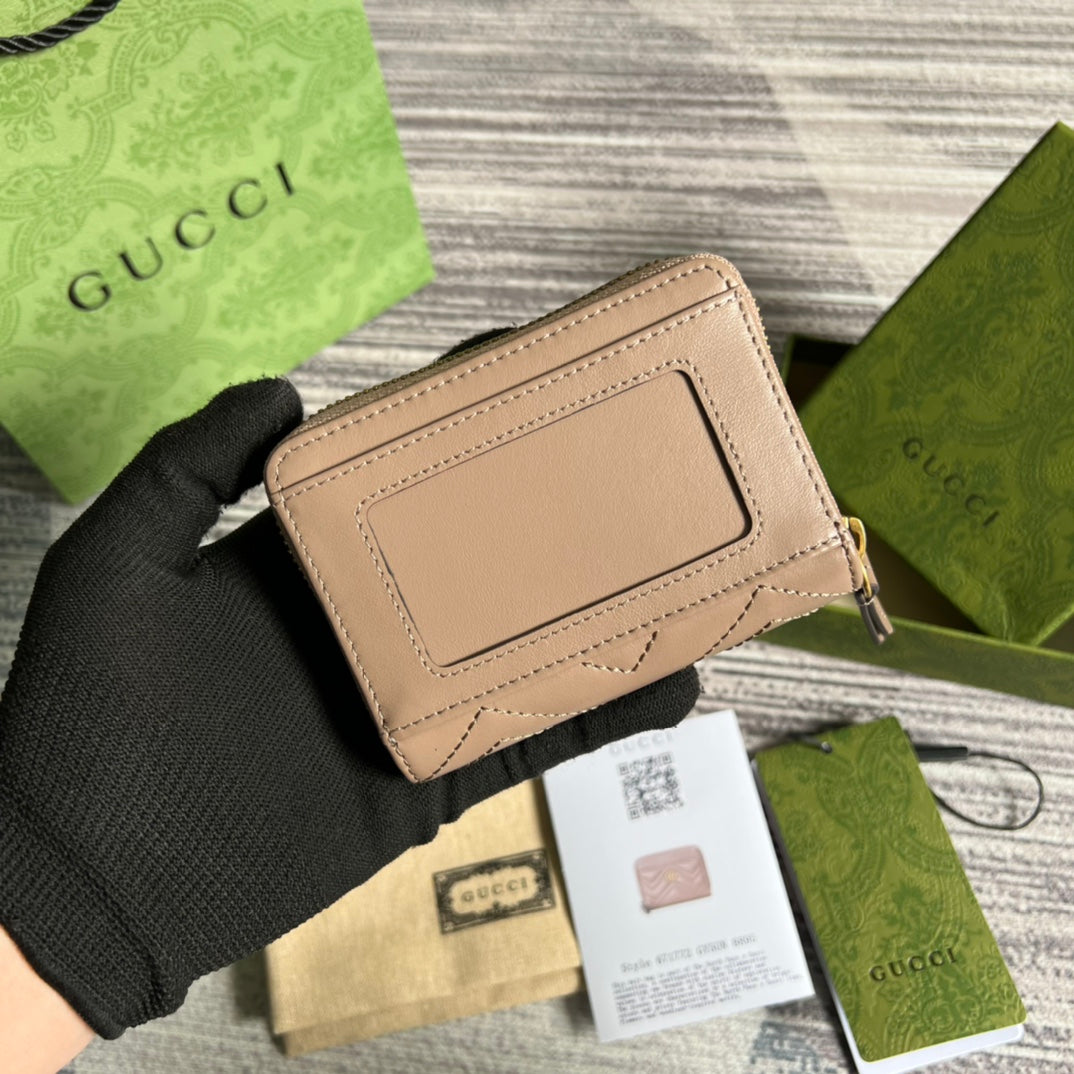 GG MARMONT MINI 11 WALLET BEIGE CALFSKIN