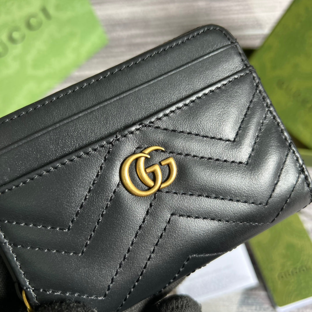 GG MARMONT MINI 11 WALLET BLACK CALFSKIN