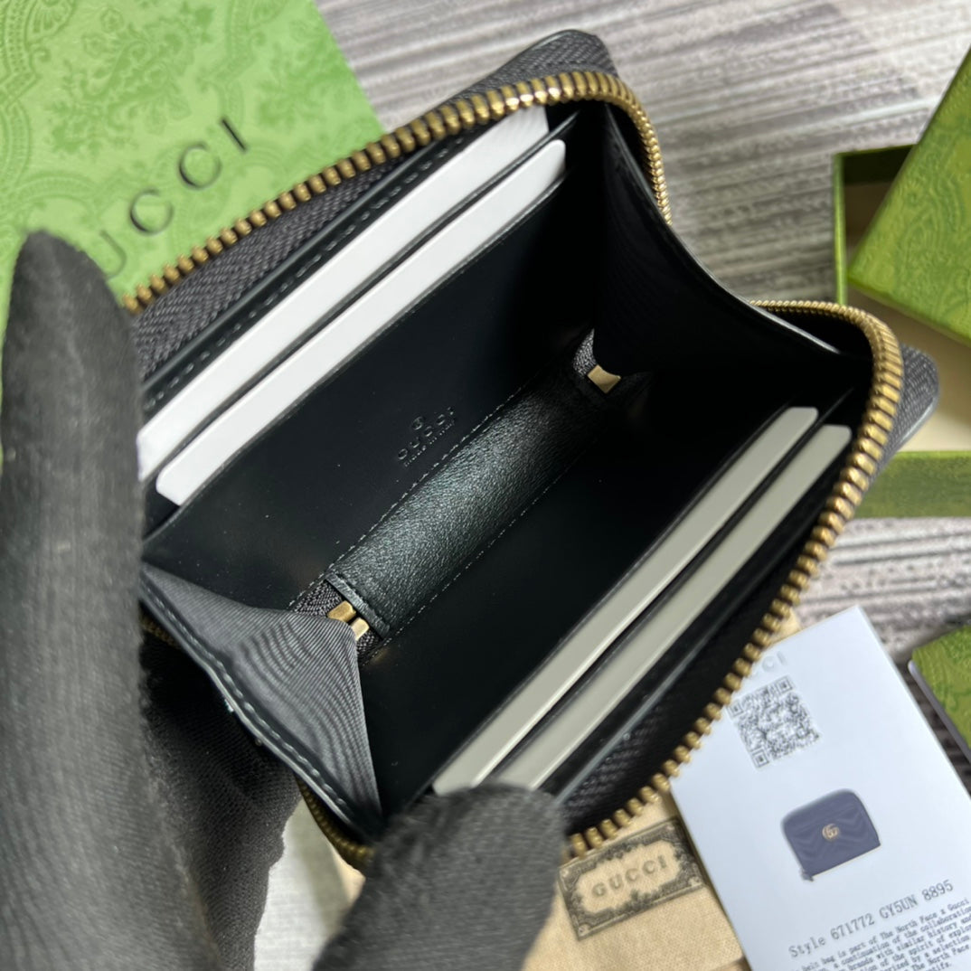 GG MARMONT MINI 11 WALLET BLACK CALFSKIN