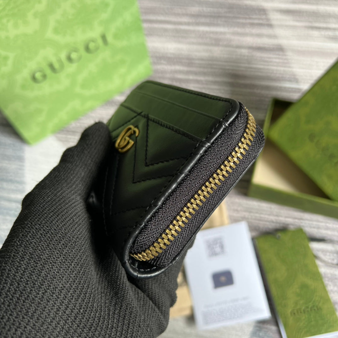 GG MARMONT MINI 11 WALLET BLACK CALFSKIN