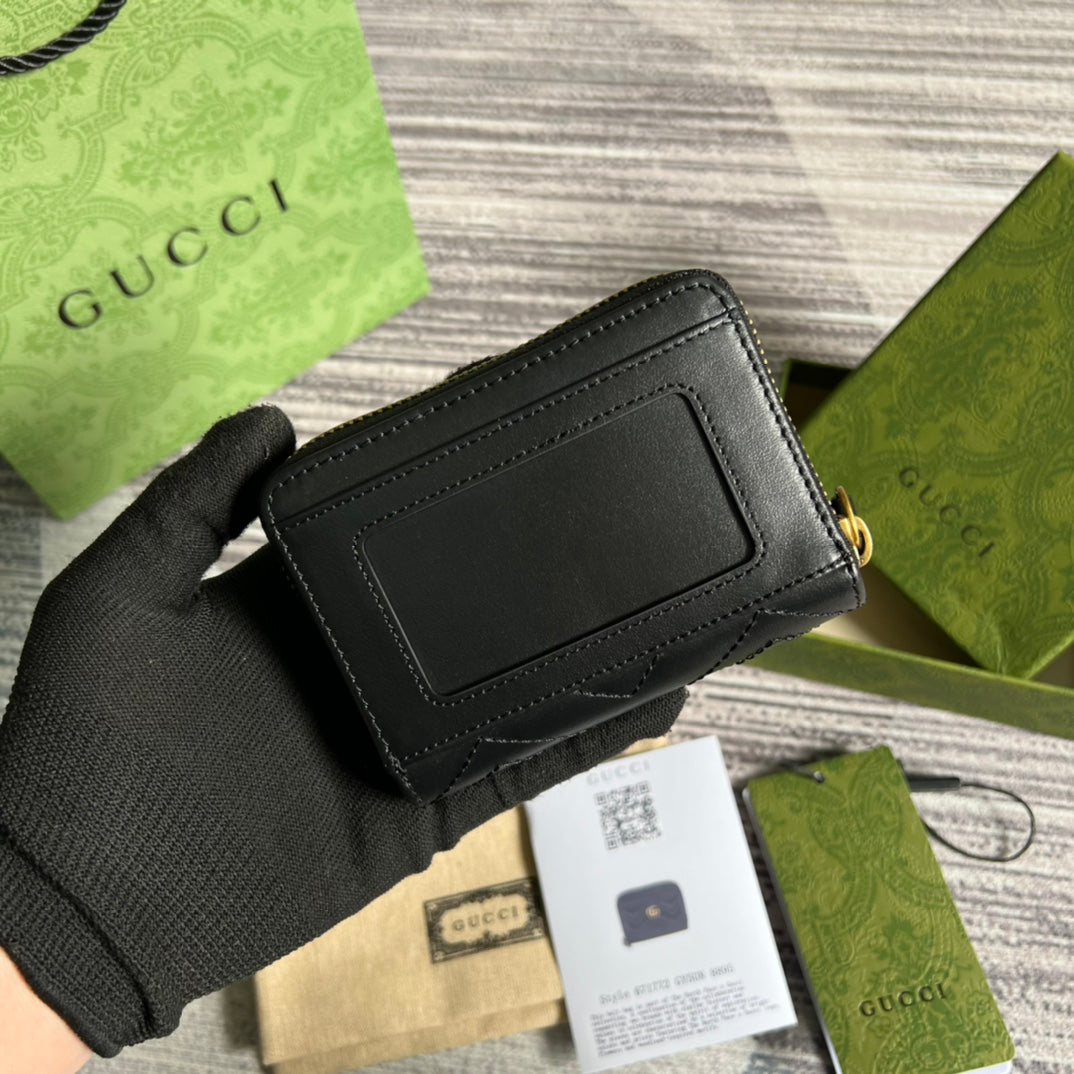 GG MARMONT MINI 11 WALLET BLACK CALFSKIN