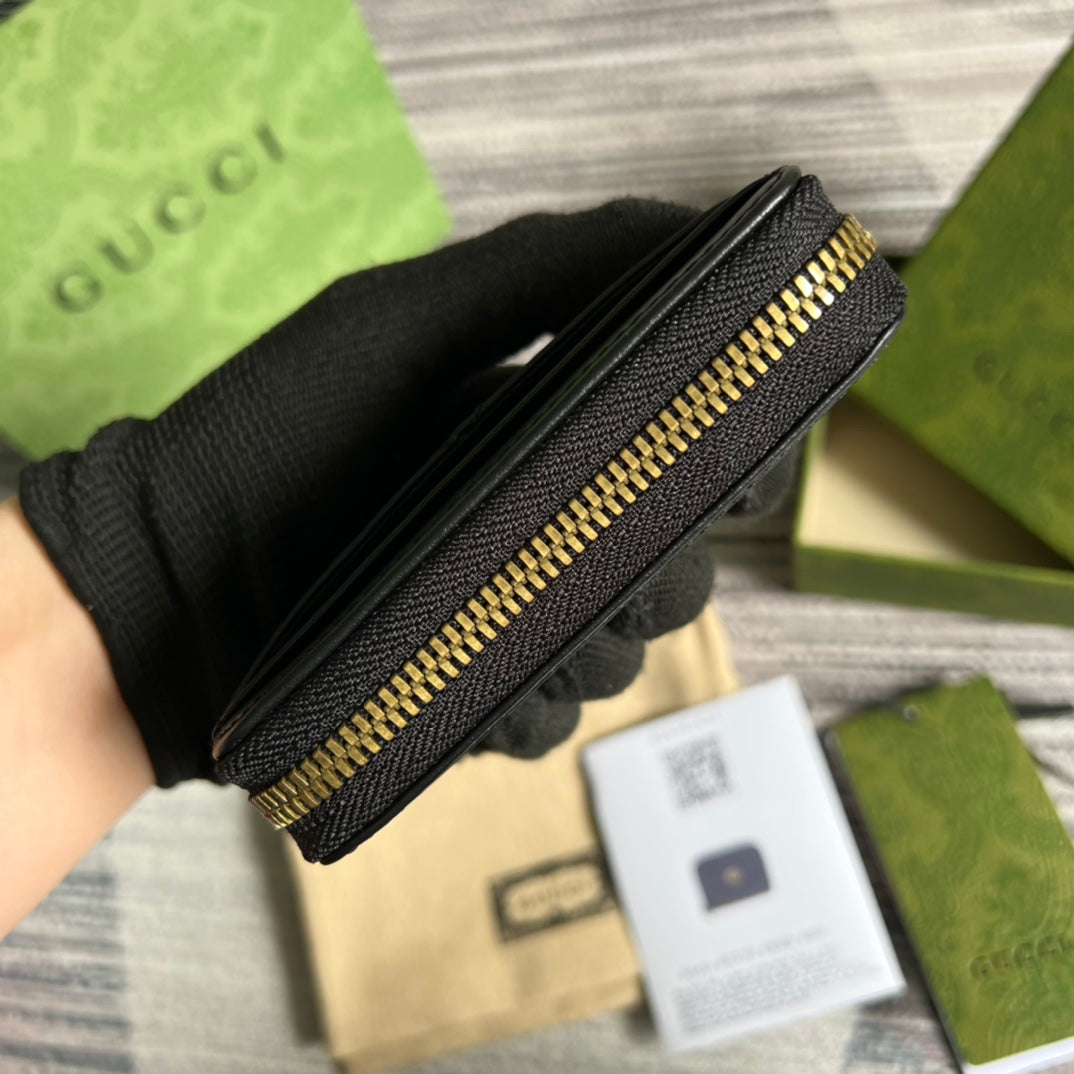 GG MARMONT MINI 11 WALLET BLACK CALFSKIN