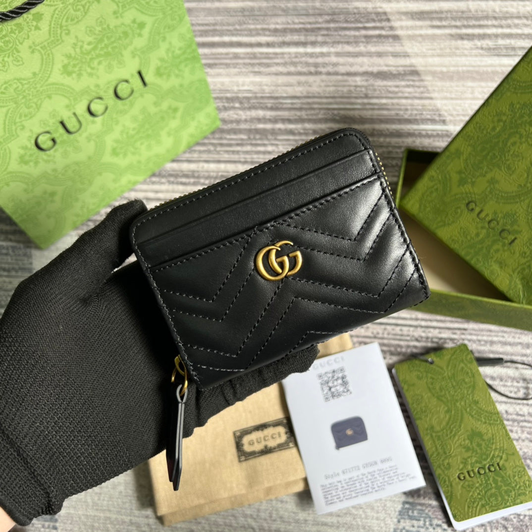 GG MARMONT MINI 11 WALLET BLACK CALFSKIN