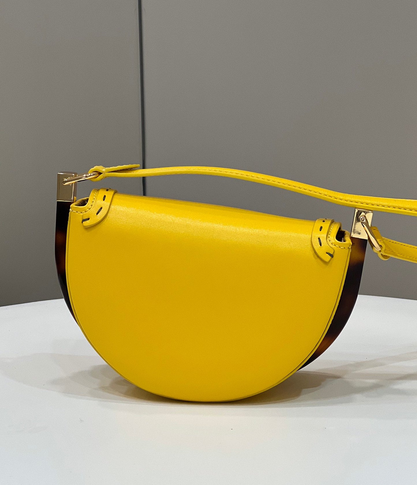 FENDI 19 MOONLIGHT BAG IN SUNFLOWER YELLOW CALFSKIN GOLD HARDWARE