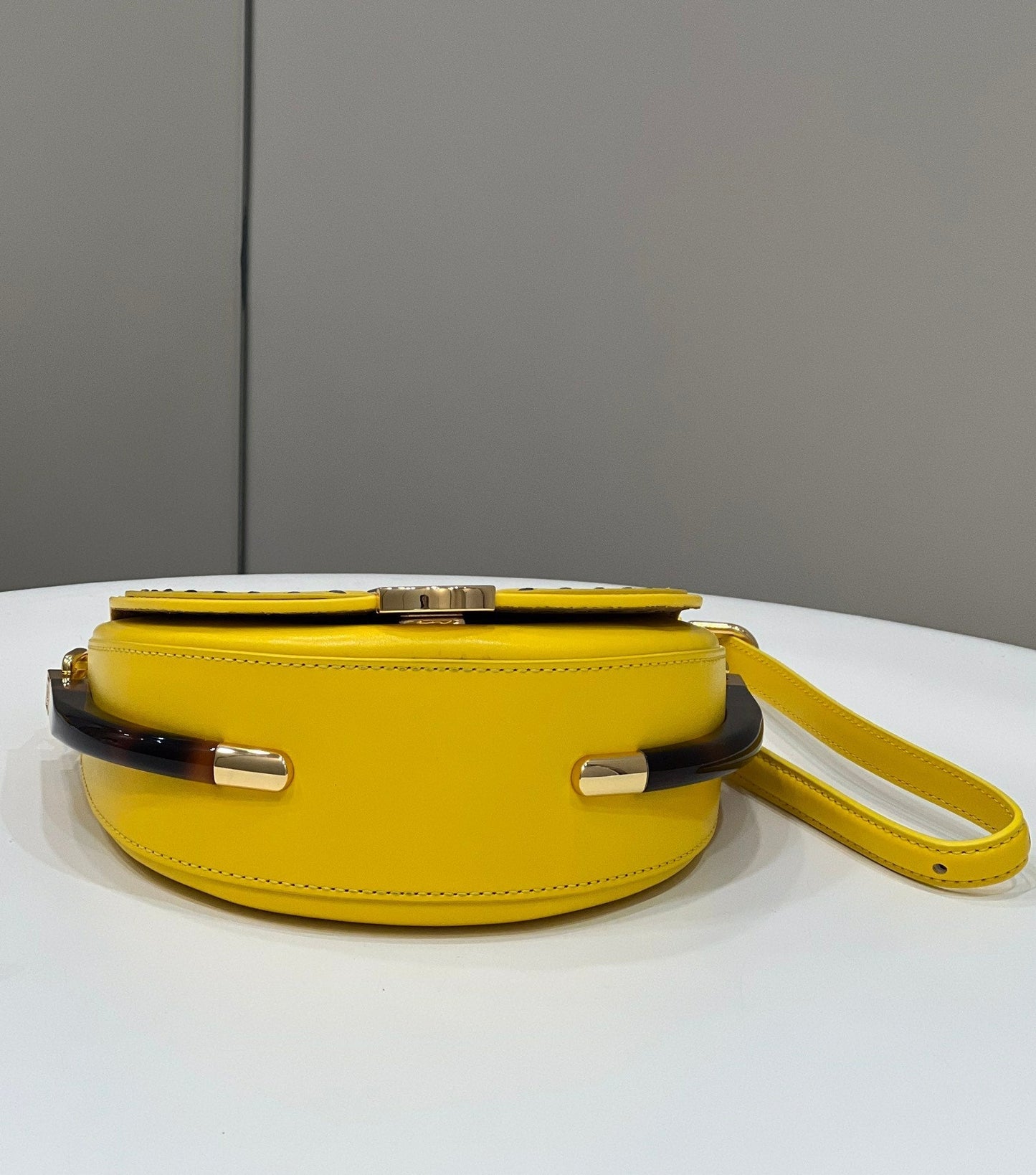 FENDI 19 MOONLIGHT BAG IN SUNFLOWER YELLOW CALFSKIN GOLD HARDWARE