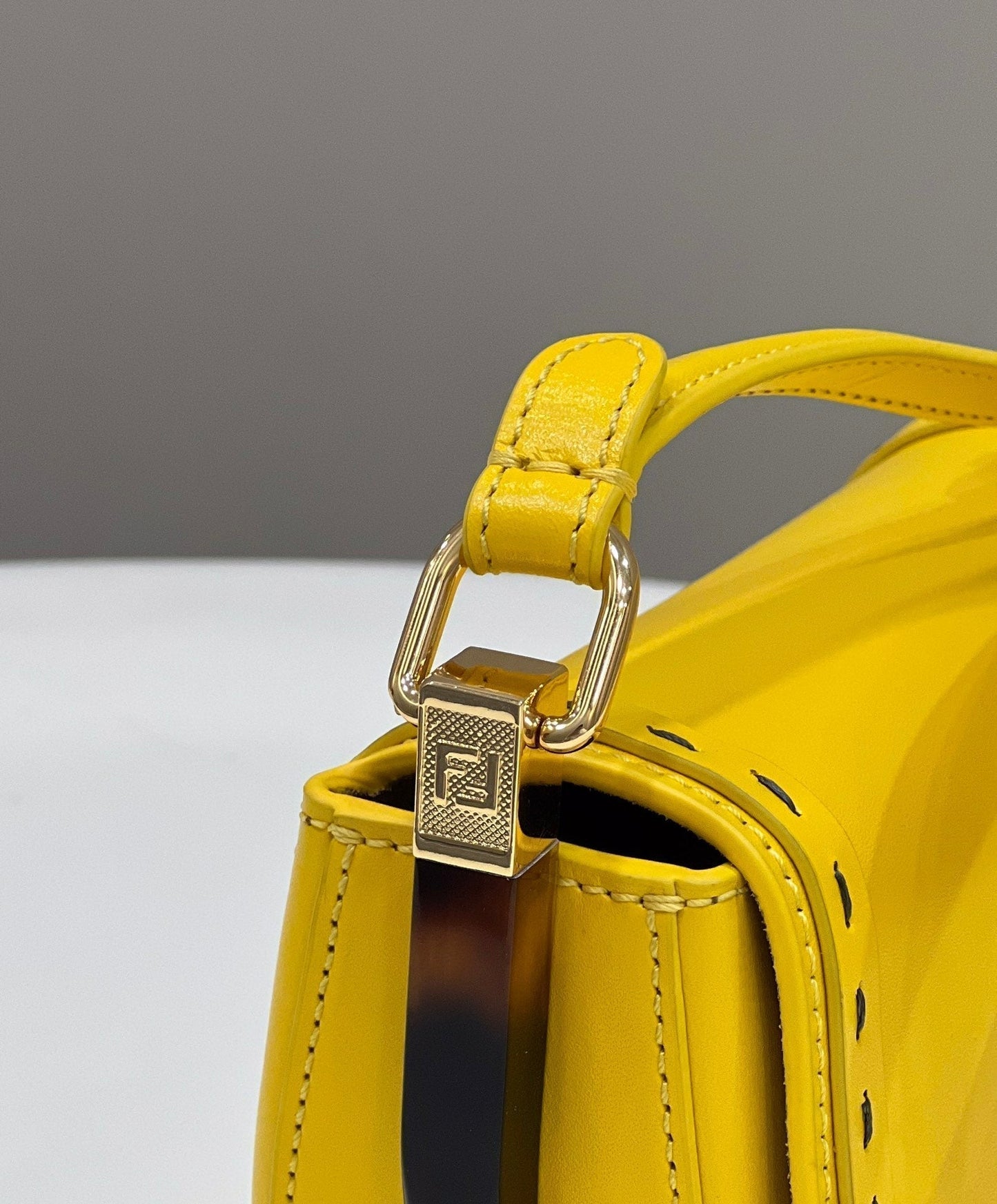 FENDI 19 MOONLIGHT BAG IN SUNFLOWER YELLOW CALFSKIN GOLD HARDWARE