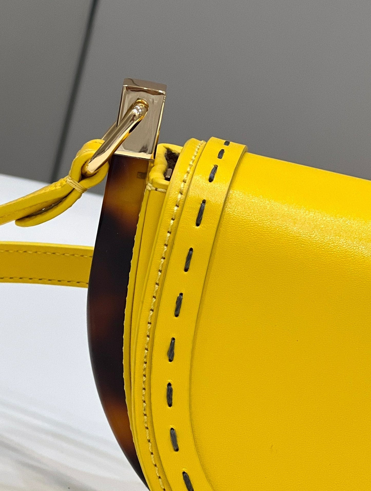 FENDI 19 MOONLIGHT BAG IN SUNFLOWER YELLOW CALFSKIN GOLD HARDWARE