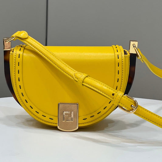 FENDI 19 MOONLIGHT BAG IN SUNFLOWER YELLOW CALFSKIN GOLD HARDWARE