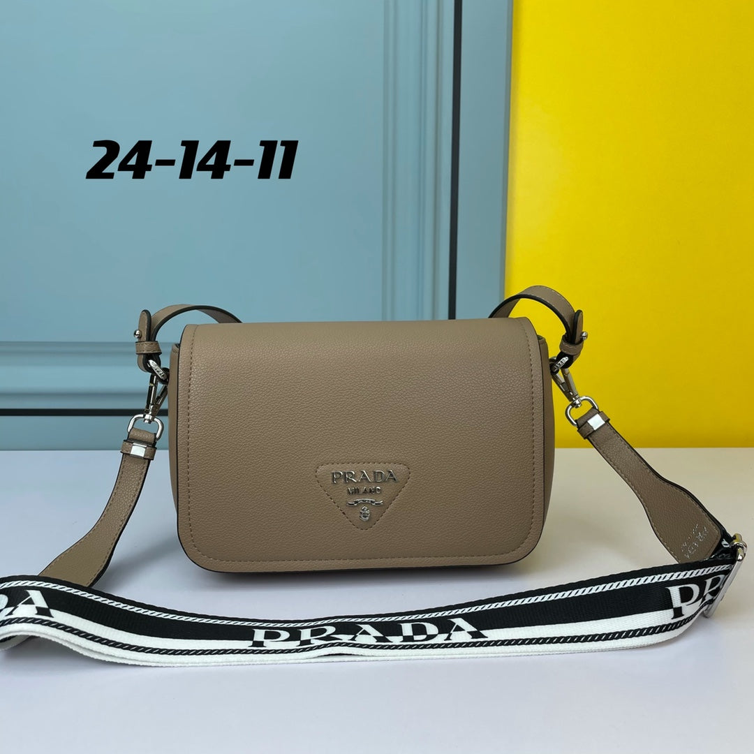 PRA 24 BAG WITH STRAP IN TAN BROWN CALFSKIN