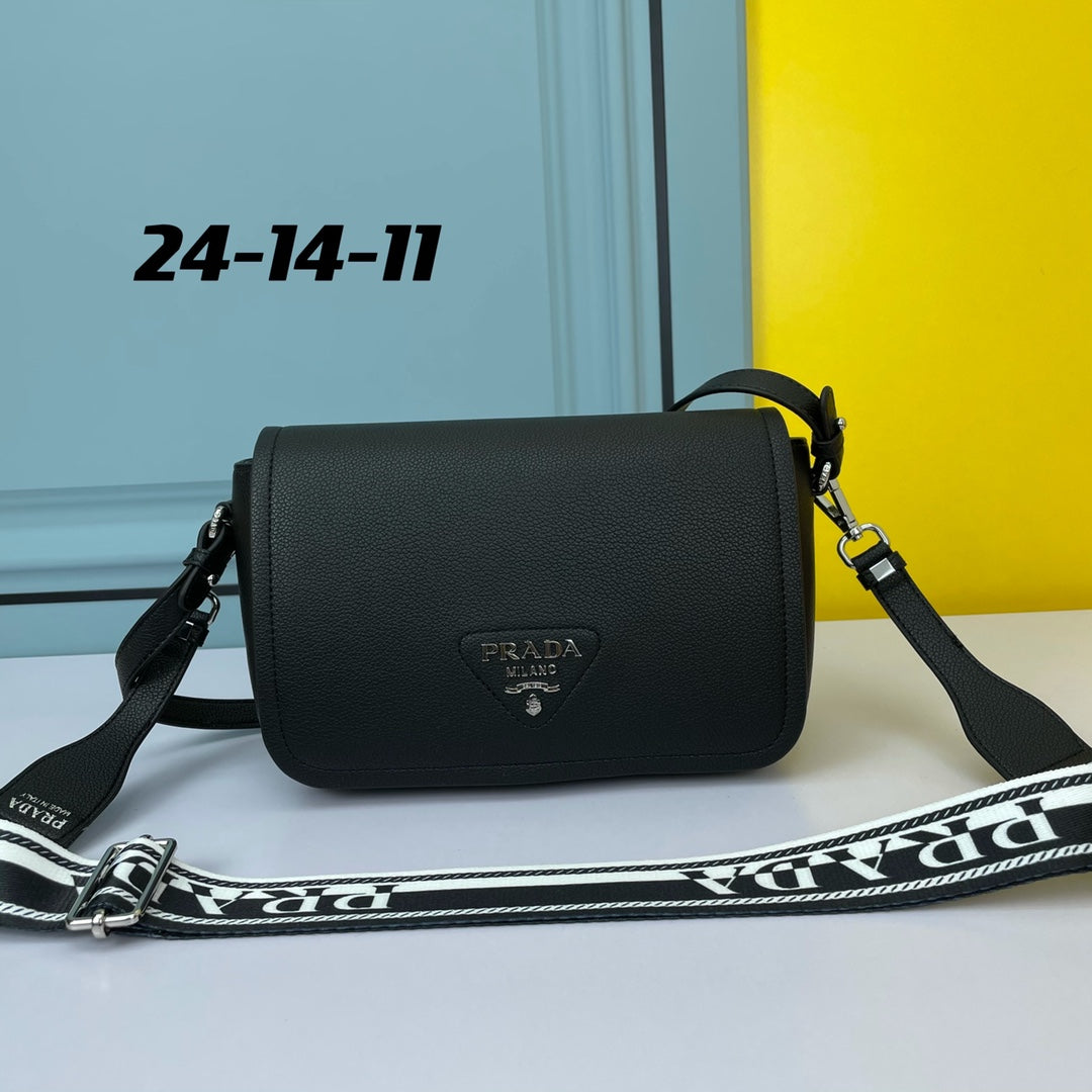 PRA 24 BAG WITH STRAP IN BLACK CALFSKIN