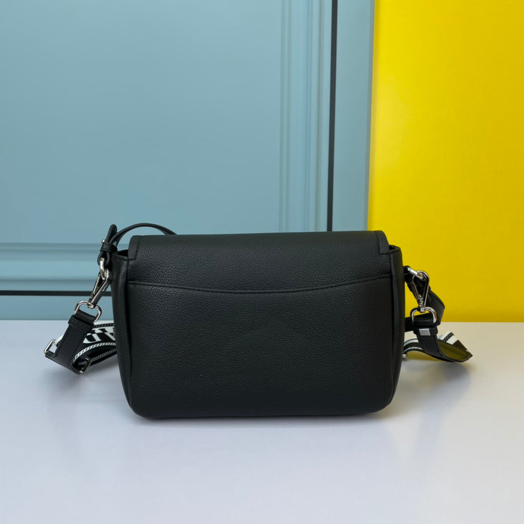 PRA 24 BAG WITH STRAP IN BLACK CALFSKIN