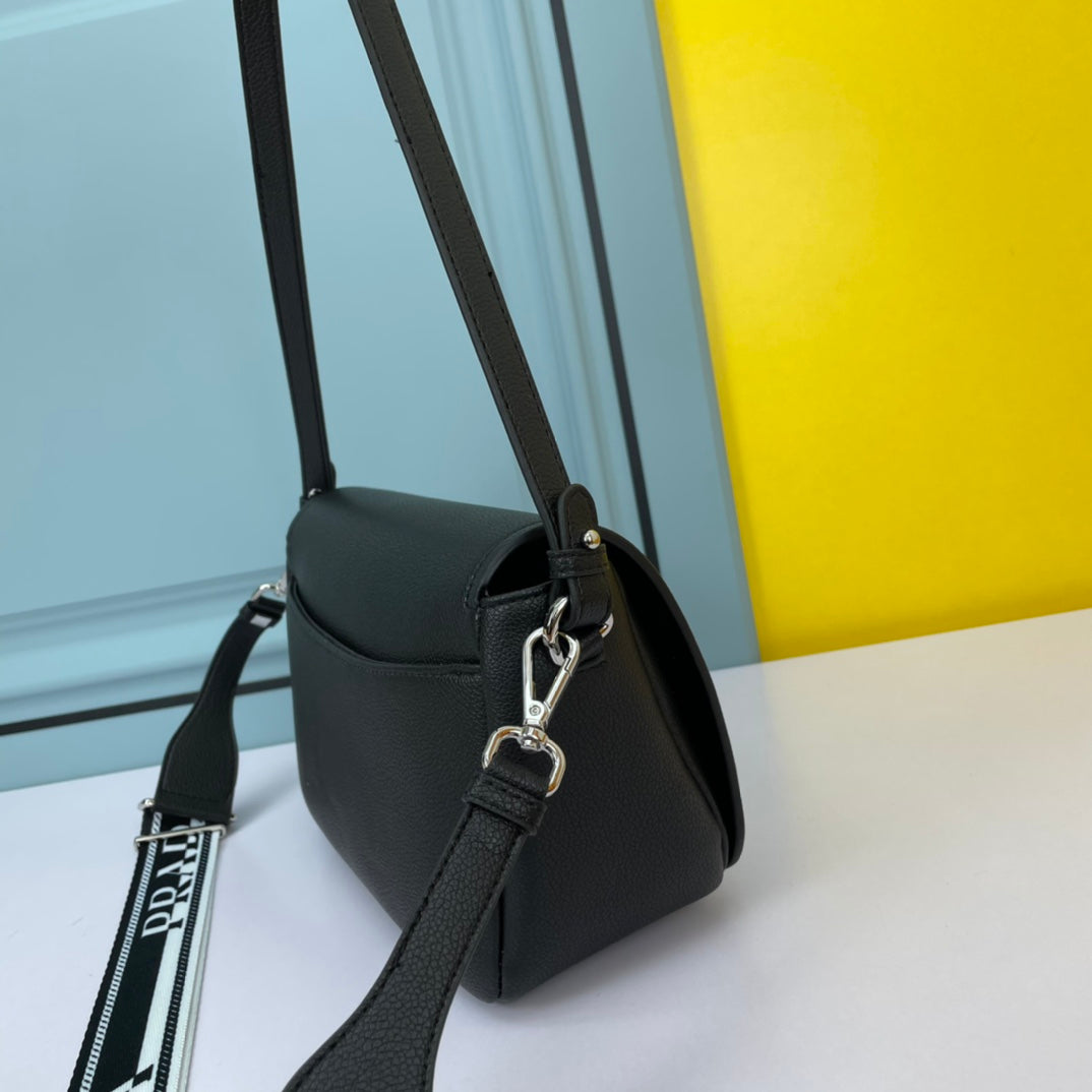 PRA 24 BAG WITH STRAP IN BLACK CALFSKIN