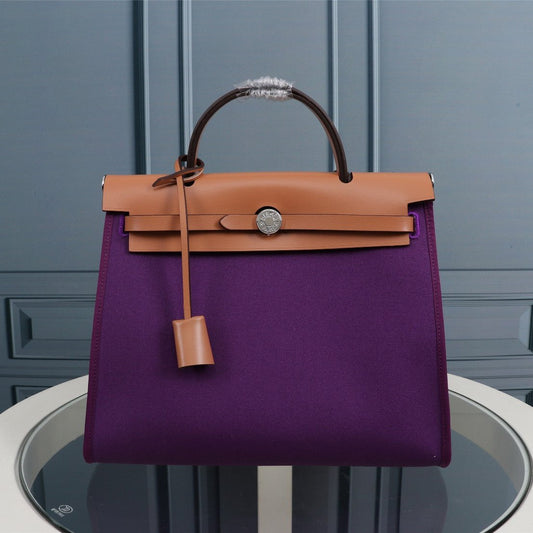 HM HERBAG ZIP 31 VIOLET AND COPPER CANVAS