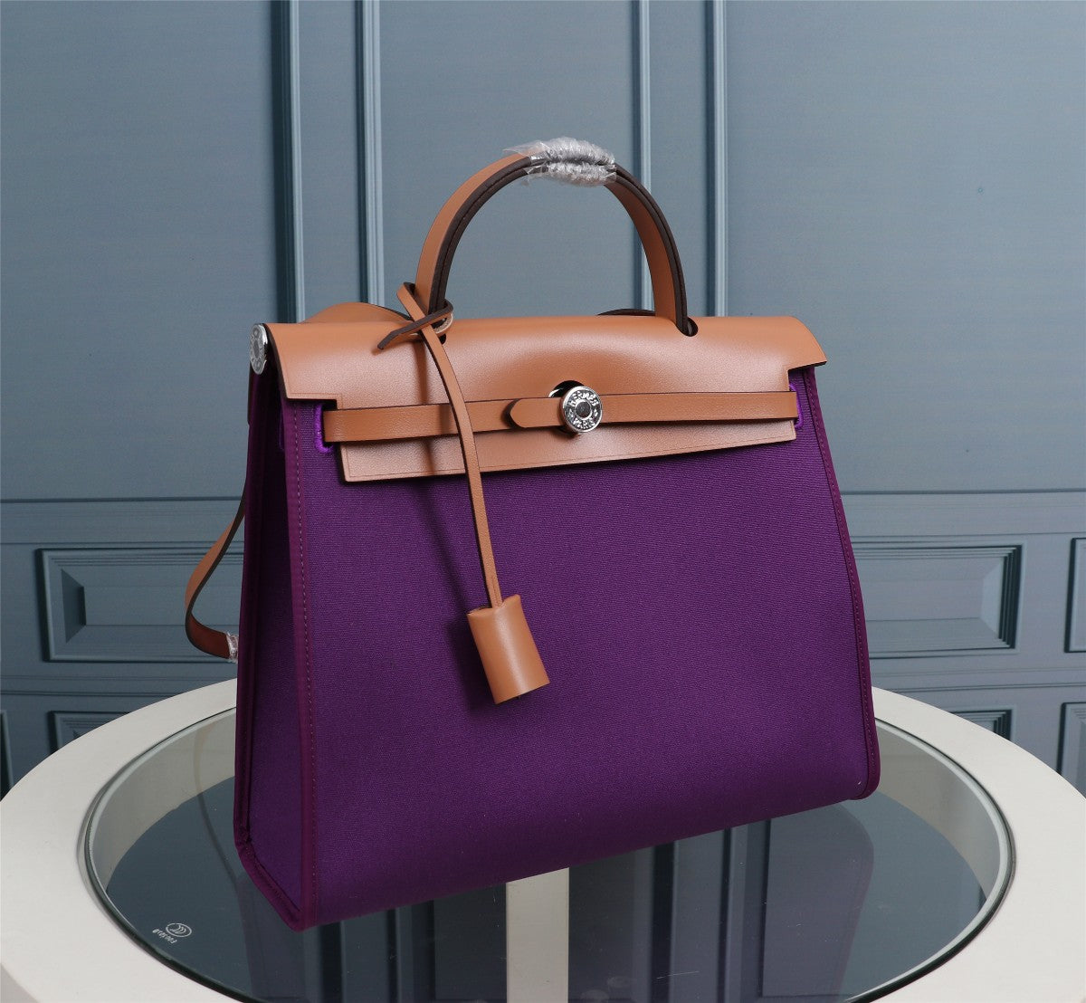 HM HERBAG ZIP 31 VIOLET AND COPPER CANVAS