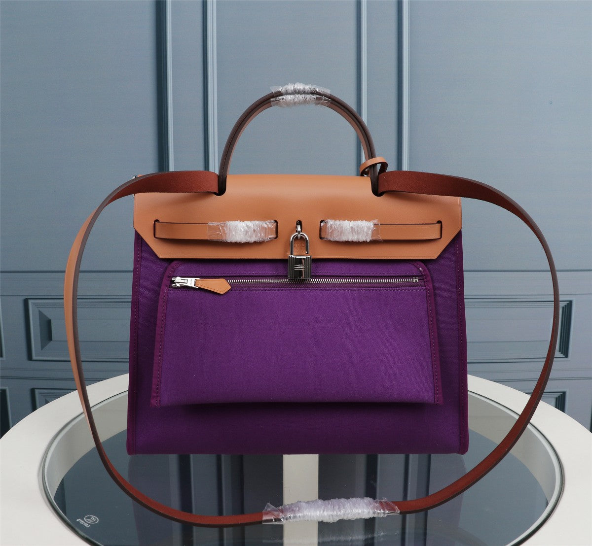 HM HERBAG ZIP 31 VIOLET AND COPPER CANVAS