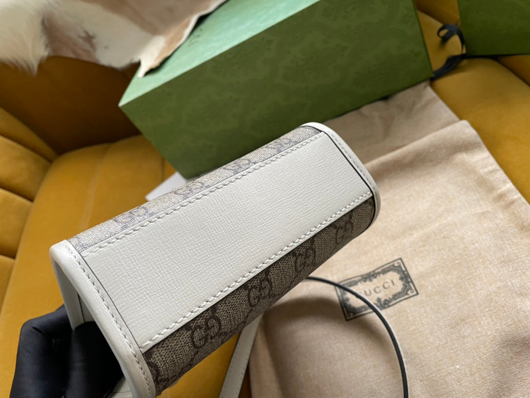 MINI TOTE  20 BAG IN BEIGE CANVAS AND WHITE CALFSKIN