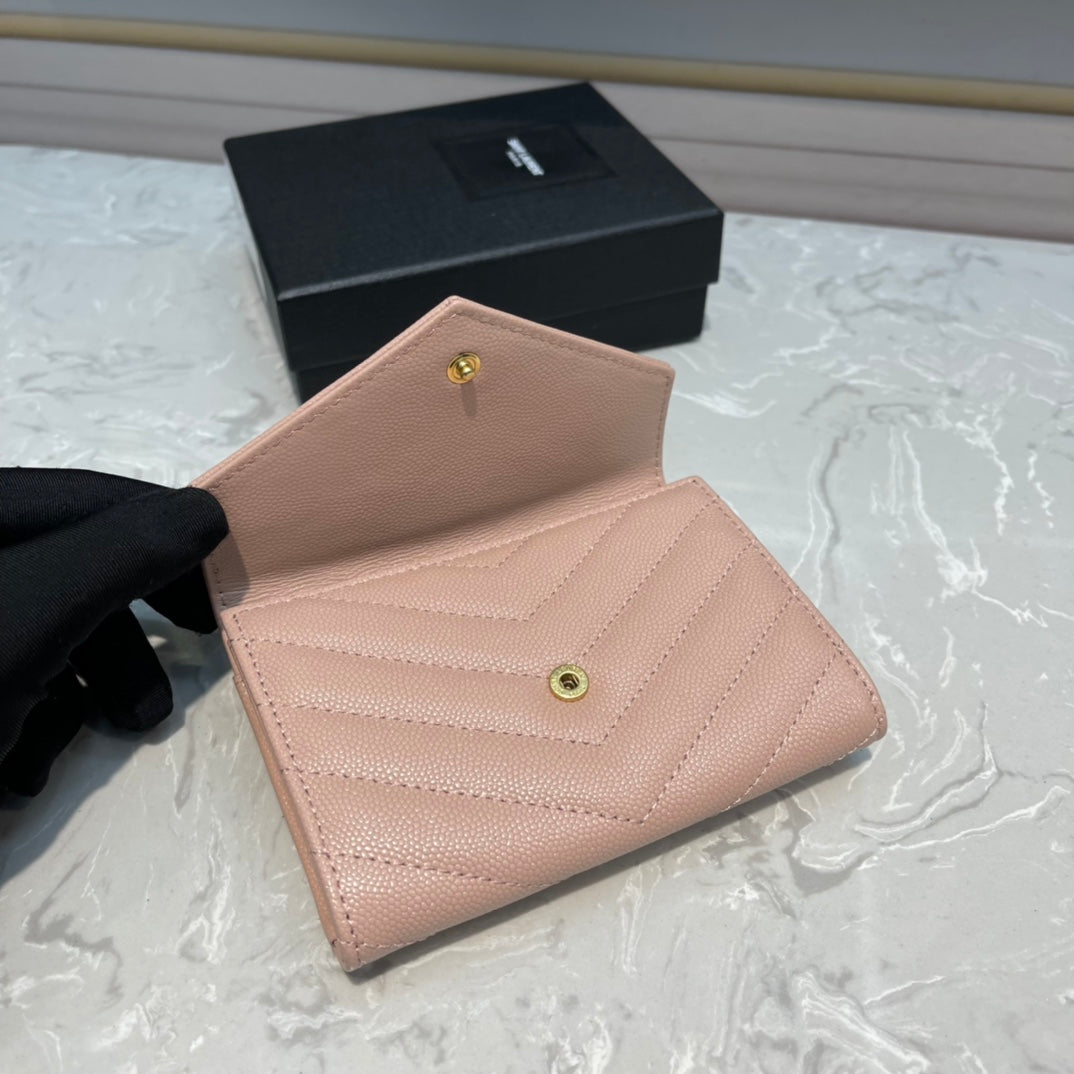 MONOGRAM 12 PINK SALMON CALFSKIN CARD HOLDER