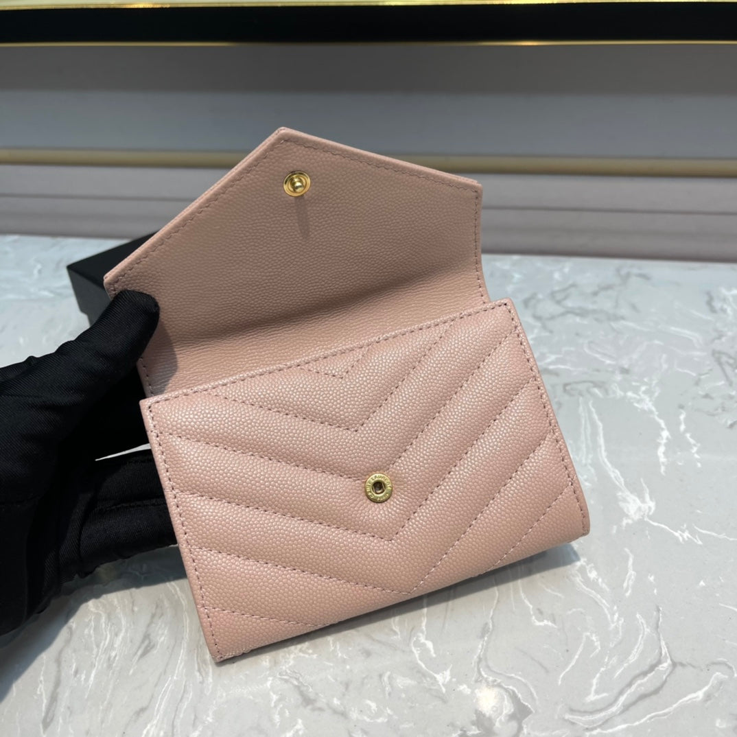 MONOGRAM 12 PINK SALMON CALFSKIN CARD HOLDER