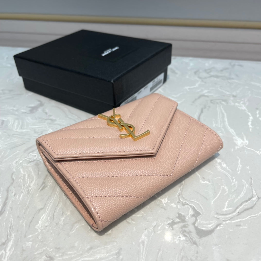 MONOGRAM 12 PINK SALMON CALFSKIN CARD HOLDER