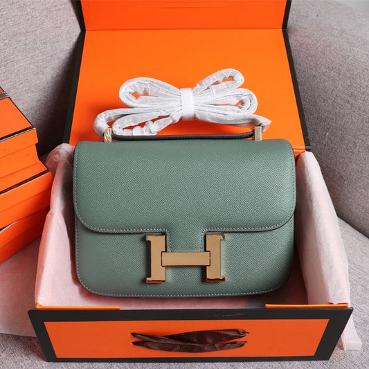 HM CONSTANCE BAGS 19 HUNTER GREEN LAMBSKIN