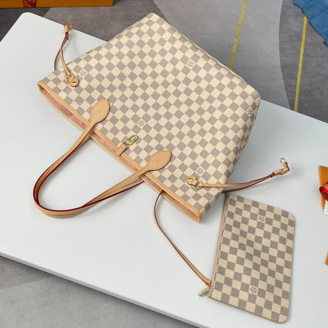 NEVERFULL MM 32 GREY CREAM DAMIER AZUR