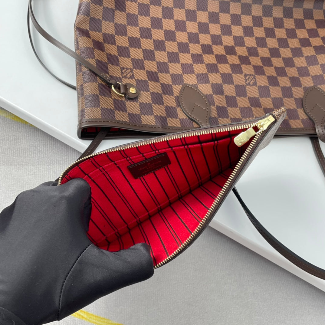 NEVERFULL MM 32 BROWN RED DAMIER AZUR