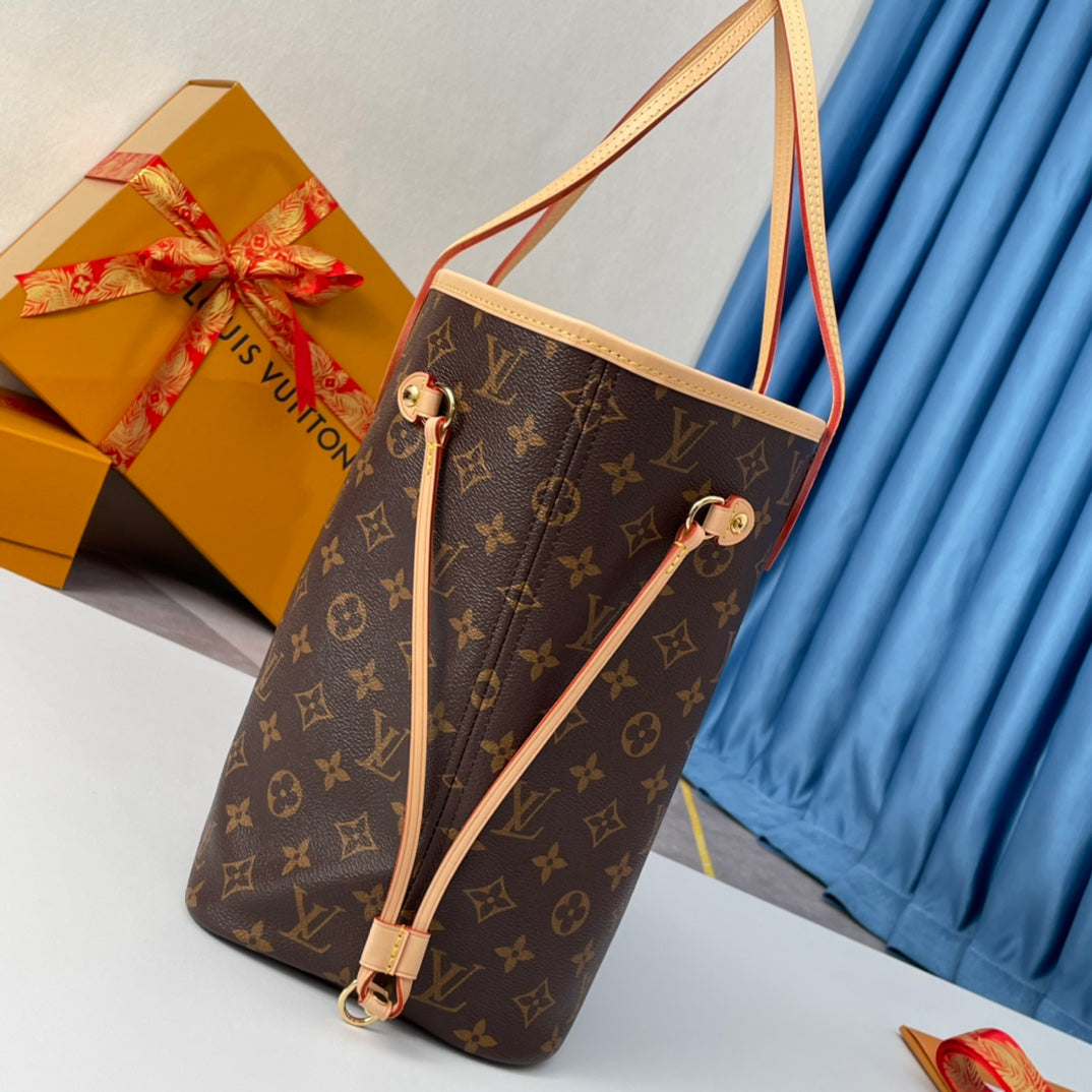 NEVERFULL MM 32 BROWN BEIGE MONOGRAM CANVAS