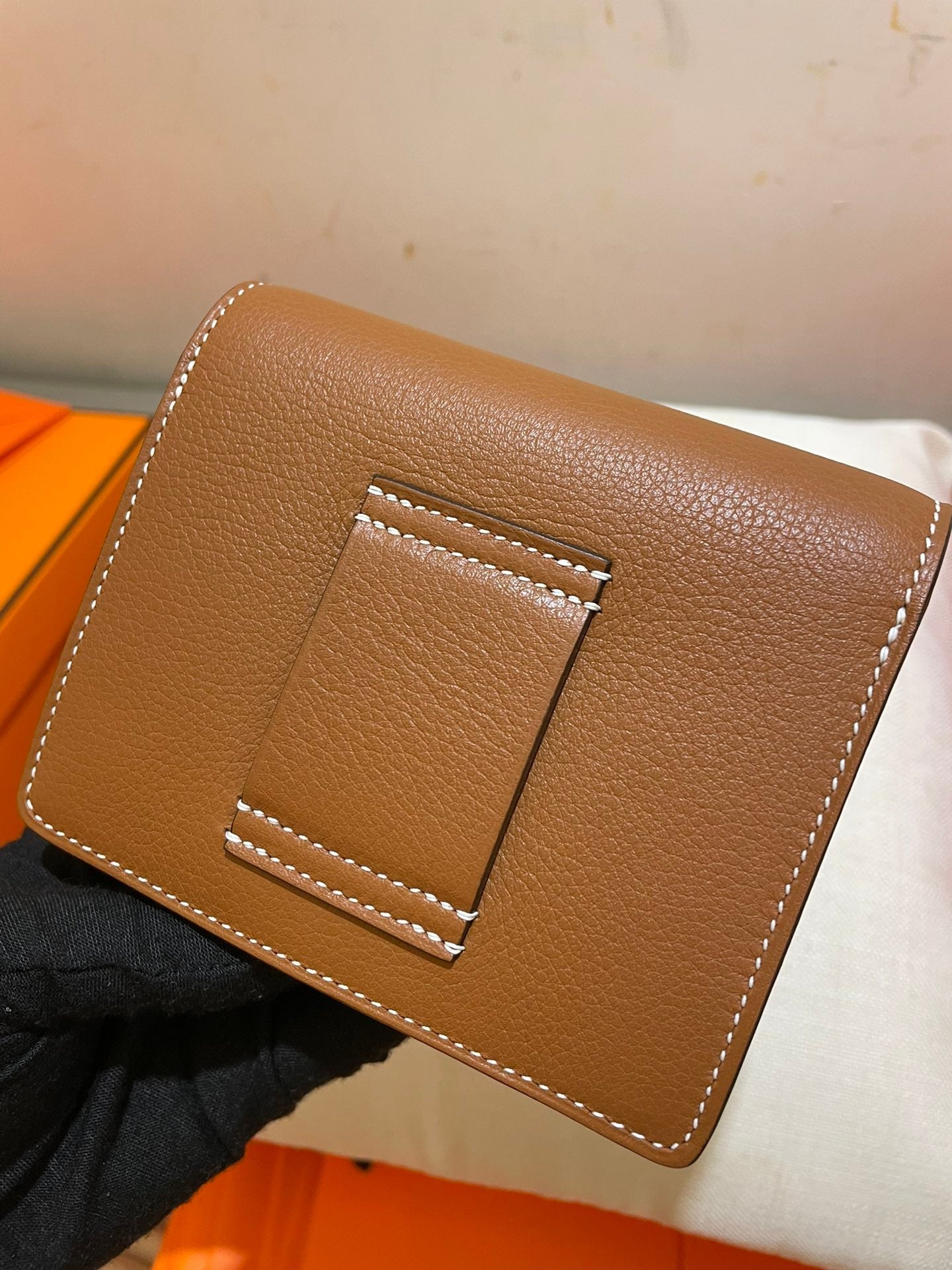 HM RoulisSlim Wallet 12.7 Tan Calfskin Ghw