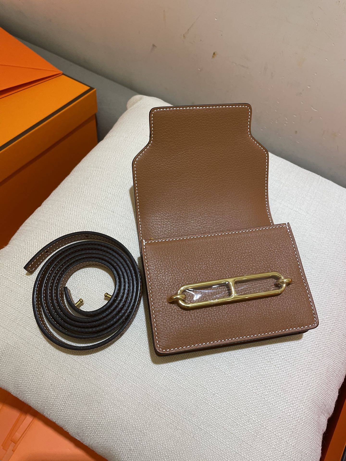 HM RoulisSlim Wallet 12.7 Tan Calfskin Ghw