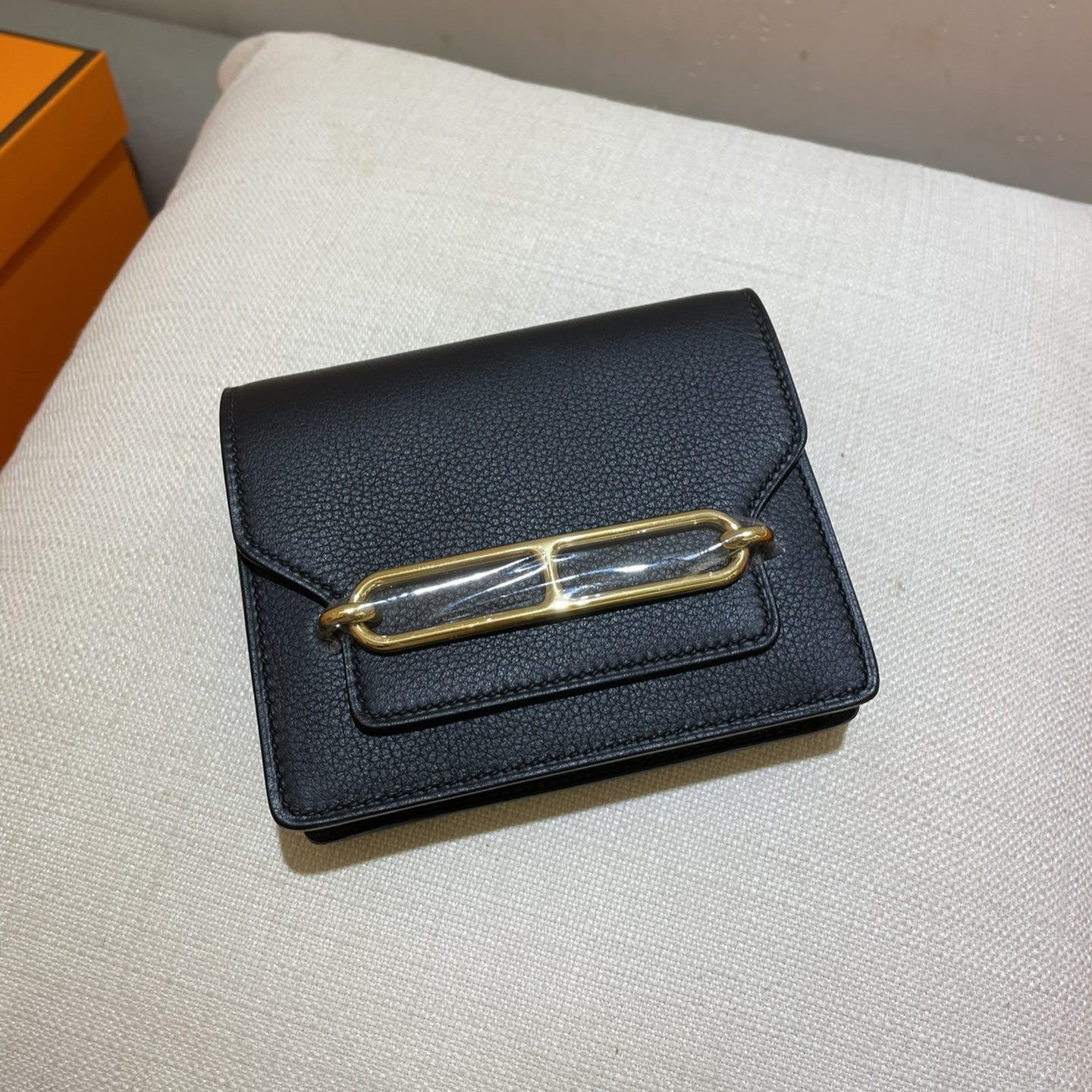 HM RoulisSlim Wallet 12.7 Black Calfskin