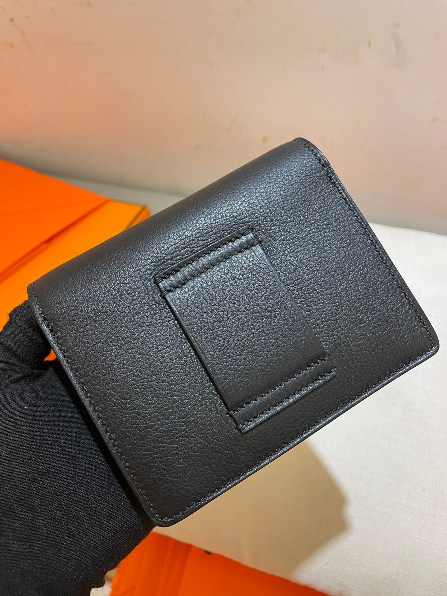 HM RoulisSlim Wallet 12.7 Black Calfskin