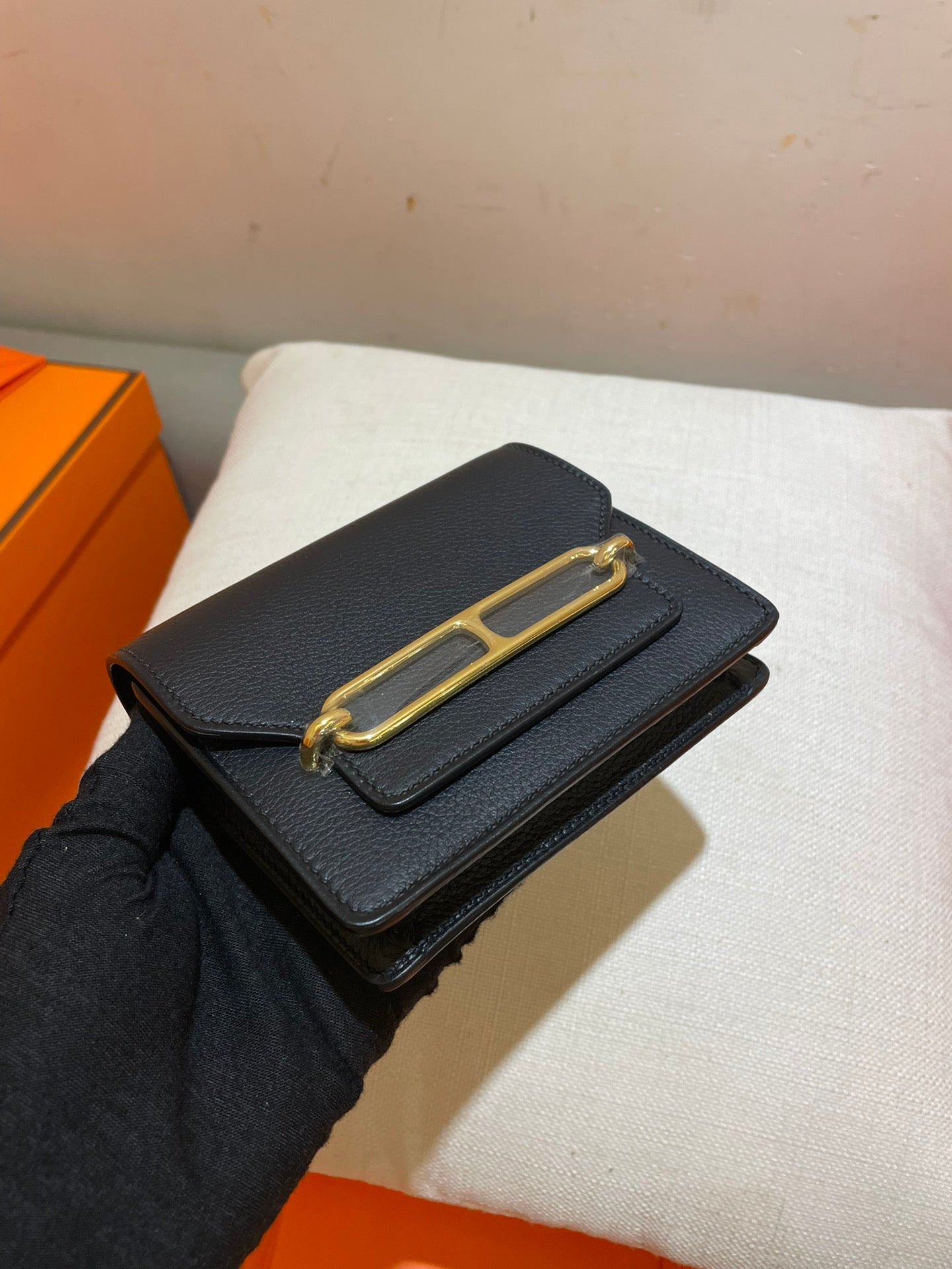 HM RoulisSlim Wallet 12.7 Black Calfskin