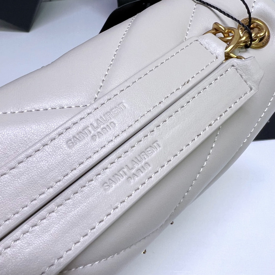 LOULOU SMALL 25 IN WHITE LAMBSKIN GOLD HARDWARE