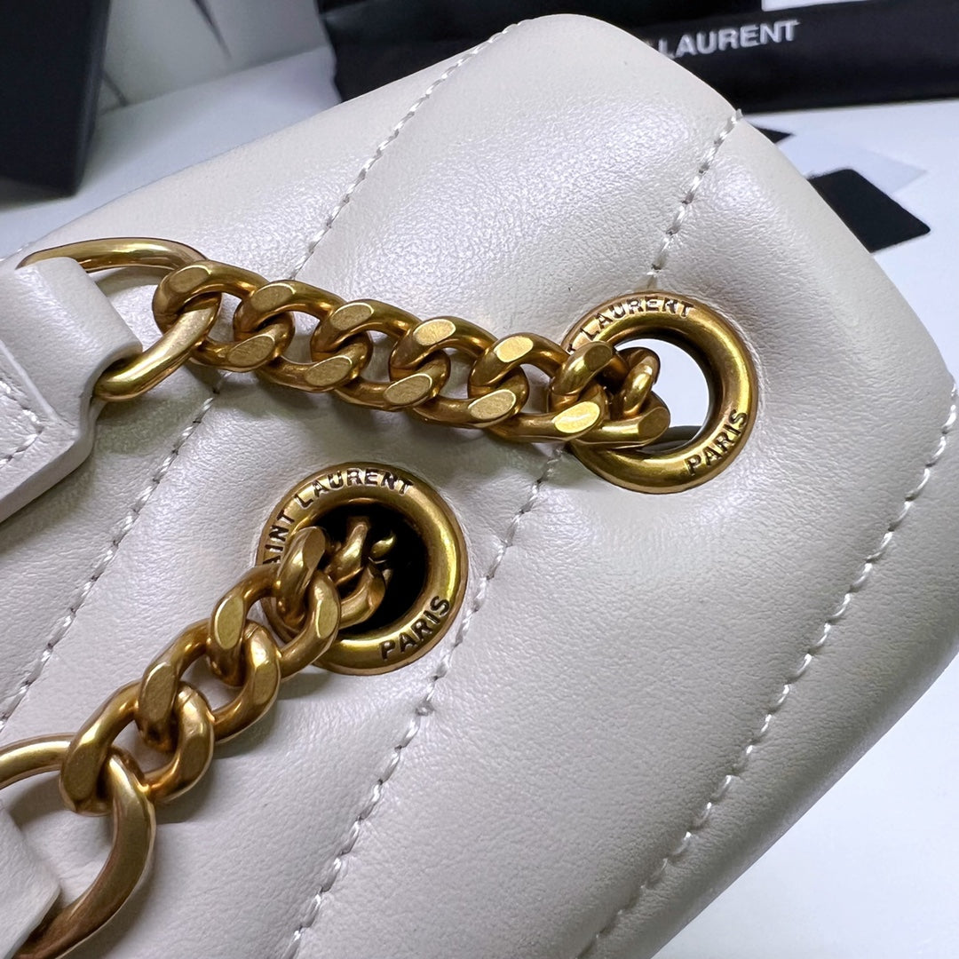 LOULOU SMALL 25 IN WHITE LAMBSKIN GOLD HARDWARE