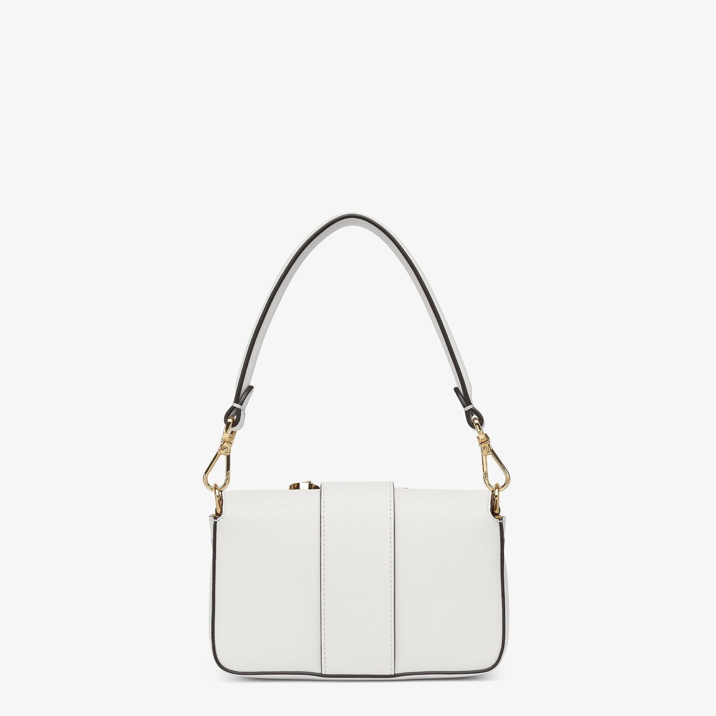 FENDI FENDACE BROOCH MINI 20 BAGUETTE BAG IN WHITE CALFSKIN