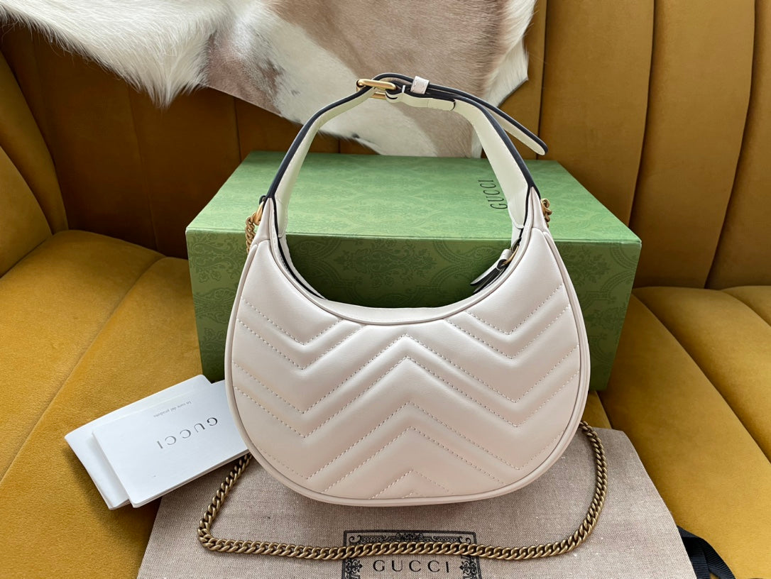 MARMONT SHOULDER BAG 21 IN WHITE CALFSKIN GOLD HARDWARE