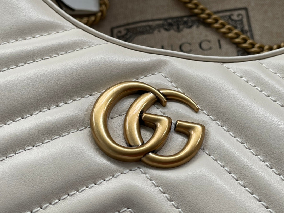 MARMONT SHOULDER BAG 21 IN WHITE CALFSKIN GOLD HARDWARE